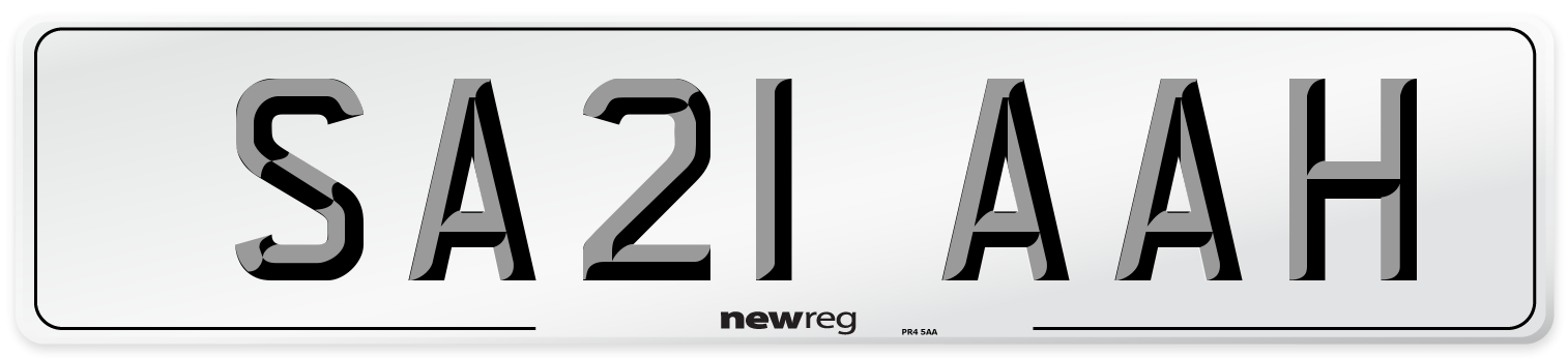 SA21 AAH Number Plate from New Reg